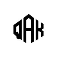 QAK letter logo design with polygon shape. QAK polygon and cube shape logo design. QAK hexagon vector logo template white and black colors. QAK monogram, business and real estate logo.