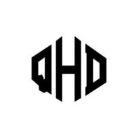 diseño de logotipo de letra qhd con forma de polígono. qhd polígono y diseño de logotipo en forma de cubo. qhd hexágono vector logo plantilla colores blanco y negro. monograma qhd, logotipo comercial e inmobiliario.