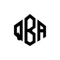 QBA letter logo design with polygon shape. QBA polygon and cube shape logo design. QBA hexagon vector logo template white and black colors. QBA monogram, business and real estate logo.