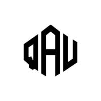 QAU letter logo design with polygon shape. QAU polygon and cube shape logo design. QAU hexagon vector logo template white and black colors. QAU monogram, business and real estate logo.