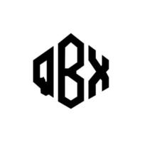 QBX letter logo design with polygon shape. QBX polygon and cube shape logo design. QBX hexagon vector logo template white and black colors. QBX monogram, business and real estate logo.