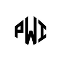 PWI letter logo design with polygon shape. PWI polygon and cube shape logo design. PWI hexagon vector logo template white and black colors. PWI monogram, business and real estate logo.