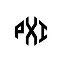 diseño de logotipo de letra pxi con forma de polígono. diseño de logotipo de forma de cubo y polígono pxi. Pxi hexágono vector logo plantilla colores blanco y negro. monograma pxi, logotipo empresarial y inmobiliario.