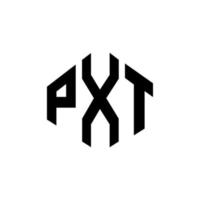 PXT letter logo design with polygon shape. PXT polygon and cube shape logo design. PXT hexagon vector logo template white and black colors. PXT monogram, business and real estate logo.