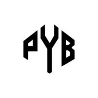 PYB letter logo design with polygon shape. PYB polygon and cube shape logo design. PYB hexagon vector logo template white and black colors. PYB monogram, business and real estate logo.