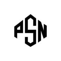 diseño de logotipo de letra psn con forma de polígono. psn polígono y diseño de logotipo en forma de cubo. psn hexágono vector logo plantilla colores blanco y negro. monograma psn, logotipo empresarial y inmobiliario.