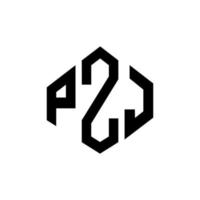 diseño de logotipo de letra pzj con forma de polígono. pzj polígono y diseño de logotipo en forma de cubo. pzj hexágono vector logo plantilla colores blanco y negro. monograma pzj, logotipo empresarial y inmobiliario.