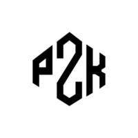 PZK letter logo design with polygon shape. PZK polygon and cube shape logo design. PZK hexagon vector logo template white and black colors. PZK monogram, business and real estate logo.