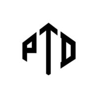 diseño de logotipo de letra ptd con forma de polígono. diseño de logotipo de forma de cubo y polígono ptd. ptd hexágono vector logo plantilla colores blanco y negro. monograma ptd, logotipo comercial e inmobiliario.