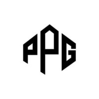 PPG letter logo design with polygon shape. PPG polygon and cube shape logo design. PPG hexagon vector logo template white and black colors. PPG monogram, business and real estate logo.