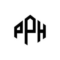 diseño de logotipo de letra pph con forma de polígono. diseño de logotipo en forma de cubo y polígono pph. pph hexágono vector logo plantilla colores blanco y negro. monograma pph, logotipo comercial y inmobiliario.