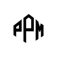 diseño de logotipo de letra ppm con forma de polígono. diseño de logotipo en forma de cubo y polígono ppm. plantilla de logotipo de vector hexagonal ppm colores blanco y negro. monograma ppm, logotipo empresarial y inmobiliario.