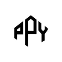 diseño de logotipo de letra ppy con forma de polígono. diseño de logotipo en forma de cubo y polígono ppy. py hexagon vector logo plantilla colores blanco y negro. monograma ppy, logotipo comercial e inmobiliario.