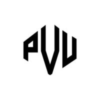 diseño de logotipo de letra pvu con forma de polígono. diseño de logotipo en forma de cubo y polígono pvu. pvu hexágono vector logo plantilla colores blanco y negro. monograma pvu, logotipo comercial y inmobiliario.