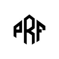 PRF letter logo design with polygon shape. PRF polygon and cube shape logo design. PRF hexagon vector logo template white and black colors. PRF monogram, business and real estate logo.