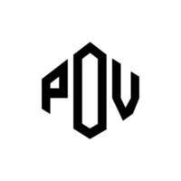 diseño de logotipo de letra pov con forma de polígono. pov polígono y diseño de logotipo en forma de cubo. pov hexágono vector logo plantilla colores blanco y negro. monograma pov, logotipo comercial y inmobiliario.