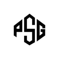 PSG letter logo design with polygon shape. PSG polygon and cube shape logo design. PSG hexagon vector logo template white and black colors. PSG monogram, business and real estate logo.