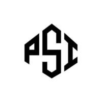 diseño de logotipo de letra psi con forma de polígono. diseño de logotipo en forma de cubo y polígono psi. psi hexágono vector logo plantilla colores blanco y negro. monograma psi, logotipo comercial y inmobiliario.