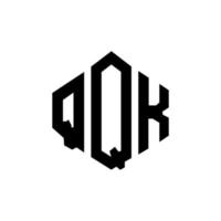 QQK letter logo design with polygon shape. QQK polygon and cube shape logo design. QQK hexagon vector logo template white and black colors. QQK monogram, business and real estate logo.