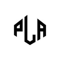 diseño de logotipo de letra pla con forma de polígono. pla polígono y diseño de logotipo en forma de cubo. pla hexagon vector logo plantilla colores blanco y negro. monograma pla, logotipo comercial e inmobiliario.