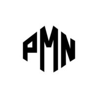 diseño de logotipo de letra pmn con forma de polígono. diseño de logotipo en forma de cubo y polígono pmn. pmn hexágono vector logo plantilla colores blanco y negro. monograma pmn, logotipo comercial y inmobiliario.