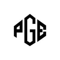 diseño de logotipo de letra pge con forma de polígono. pge polígono y diseño de logotipo en forma de cubo. pge hexágono vector logo plantilla colores blanco y negro. monograma pge, logotipo comercial e inmobiliario.