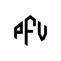 diseño de logotipo de letra pfv con forma de polígono. pfv polígono y diseño de logotipo en forma de cubo. pfv hexágono vector logo plantilla colores blanco y negro. monograma pfv, logotipo empresarial y inmobiliario.