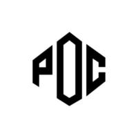 POC letter logo design with polygon shape. POC polygon and cube shape logo design. POC hexagon vector logo template white and black colors. POC monogram, business and real estate logo.