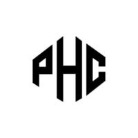 PHC letter logo design with polygon shape. PHC polygon and cube shape logo design. PHC hexagon vector logo template white and black colors. PHC monogram, business and real estate logo.