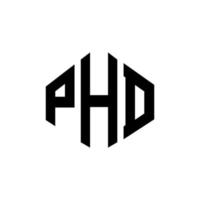 diseño de logotipo de letra phd con forma de polígono. diseño de logotipo de forma de cubo y polígono de phd. phd hexagon vector logo plantilla colores blanco y negro. monograma de doctorado, logo de negocios y bienes raíces.