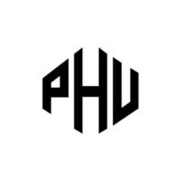 diseño de logotipo de letra phu con forma de polígono. phu polígono y diseño de logotipo en forma de cubo. phu hexágono vector logo plantilla colores blanco y negro. monograma phu, logotipo comercial y inmobiliario.