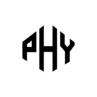 diseño de logotipo de letra phy con forma de polígono. diseño de logotipo en forma de cubo y polígono phy. phy hexagon vector logo plantilla colores blanco y negro. Monograma de phy, logotipo comercial y inmobiliario.