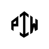 diseño de logotipo de letra piw con forma de polígono. diseño de logotipo de forma de cubo y polígono piw. piw hexágono vector logo plantilla colores blanco y negro. monograma piw, logotipo comercial y inmobiliario.