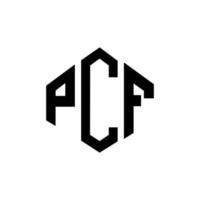 diseño de logotipo de letra pcf con forma de polígono. diseño de logotipo en forma de cubo y polígono pcf. pcf hexágono vector logo plantilla colores blanco y negro. monograma pcf, logotipo empresarial y inmobiliario.