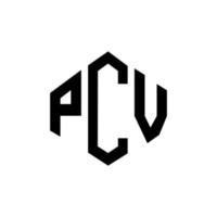 diseño de logotipo de letra pcv con forma de polígono. diseño de logotipo en forma de cubo y polígono pcv. pcv hexágono vector logo plantilla colores blanco y negro. monograma pcv, logotipo comercial y inmobiliario.