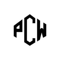 PCW letter logo design with polygon shape. PCW polygon and cube shape logo design. PCW hexagon vector logo template white and black colors. PCW monogram, business and real estate logo.