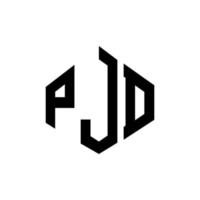 PJD letter logo design with polygon shape. PJD polygon and cube shape logo design. PJD hexagon vector logo template white and black colors. PJD monogram, business and real estate logo.