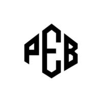 PEB letter logo design with polygon shape. PEB polygon and cube shape logo design. PEB hexagon vector logo template white and black colors. PEB monogram, business and real estate logo.