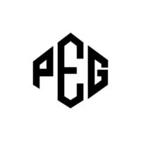 diseño de logotipo de letra peg con forma de polígono. diseño de logotipo de forma de cubo y polígono de clavija. peg hexagon vector logo plantilla colores blanco y negro. monograma de peg, logotipo comercial y inmobiliario.