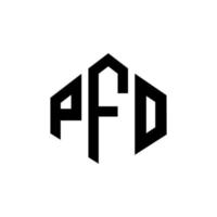 diseño de logotipo de letra pfo con forma de polígono. diseño de logotipo de forma de cubo y polígono pfo. pfo hexágono vector logo plantilla colores blanco y negro. monograma pfo, logotipo comercial e inmobiliario.