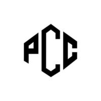 PCC letter logo design with polygon shape. PCC polygon and cube shape logo design. PCC hexagon vector logo template white and black colors. PCC monogram, business and real estate logo.