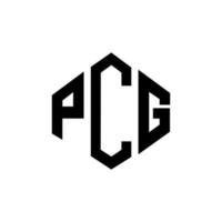 diseño de logotipo de letra pcg con forma de polígono. diseño de logotipo en forma de cubo y polígono pcg. pcg hexágono vector logo plantilla colores blanco y negro. monograma pcg, logotipo comercial y inmobiliario.