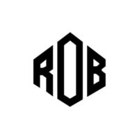 ROB letter logo design with polygon shape. ROB polygon and cube shape logo design. ROB hexagon vector logo template white and black colors. ROB monogram, business and real estate logo.