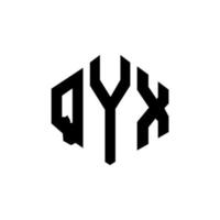 QYX letter logo design with polygon shape. QYX polygon and cube shape logo design. QYX hexagon vector logo template white and black colors. QYX monogram, business and real estate logo.