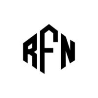 diseño de logotipo de letra rfn con forma de polígono. diseño de logotipo en forma de cubo y polígono rfn. rfn hexágono vector logo plantilla colores blanco y negro. monograma rfn, logotipo empresarial y inmobiliario.