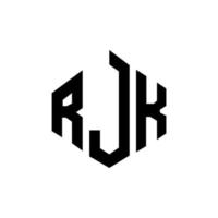 RJK letter logo design with polygon shape. RJK polygon and cube shape logo design. RJK hexagon vector logo template white and black colors. RJK monogram, business and real estate logo.