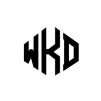 diseño de logotipo de letra wkd con forma de polígono. wkd polígono y diseño de logotipo en forma de cubo. wkd hexágono vector logo plantilla colores blanco y negro. monograma wkd, logotipo empresarial y inmobiliario.