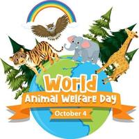 World Animal Welfare Day October 4 vector