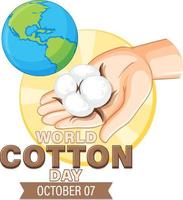 diseño de banner del día mundial del algodón el 7 de octubre vector