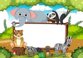 Blank board with wild animals vector